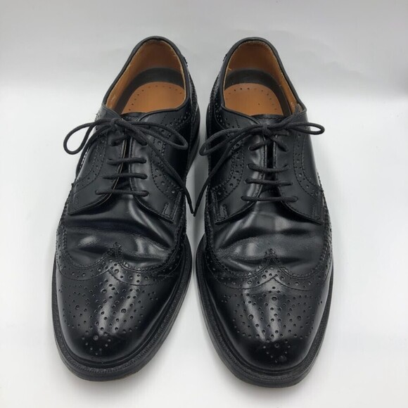 Vintage French Shriner Mens Black Leather Wing Tip Lace Up Dress Shoes Size 8.5M main image 4